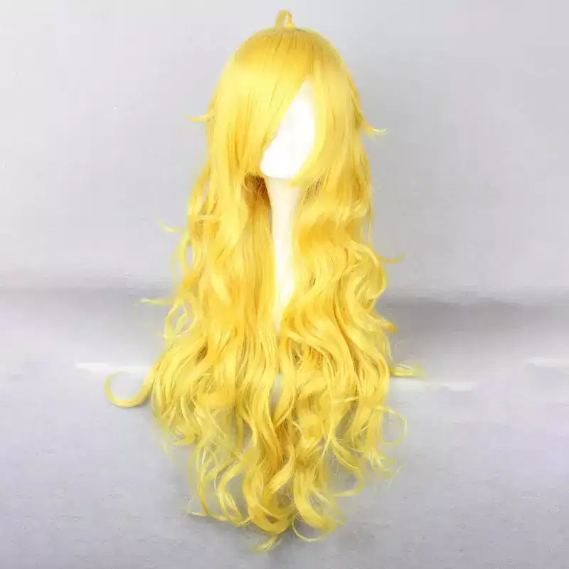 Unique Bargains Christmas Women's Curly Wigs 31 Yellow with Wig Cap
