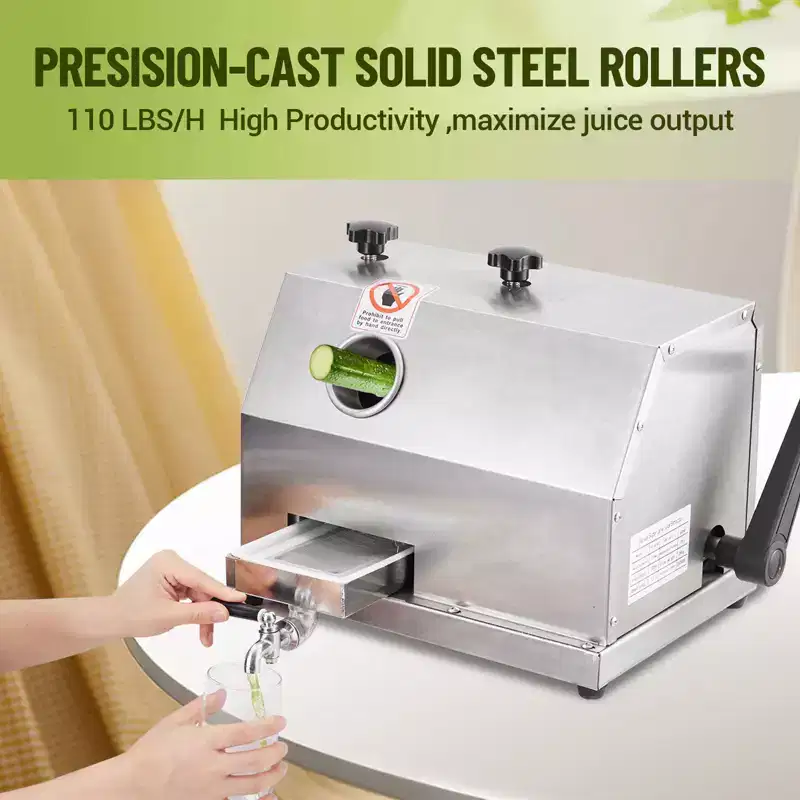 COZONY Manual Sugar Cane Juicer, Sugarcane Juicer Machine w/ 3 Stainless Steel Rollers & 2.4 Inlet, 110LBS/H High Efficiency for Home/Commercial Use