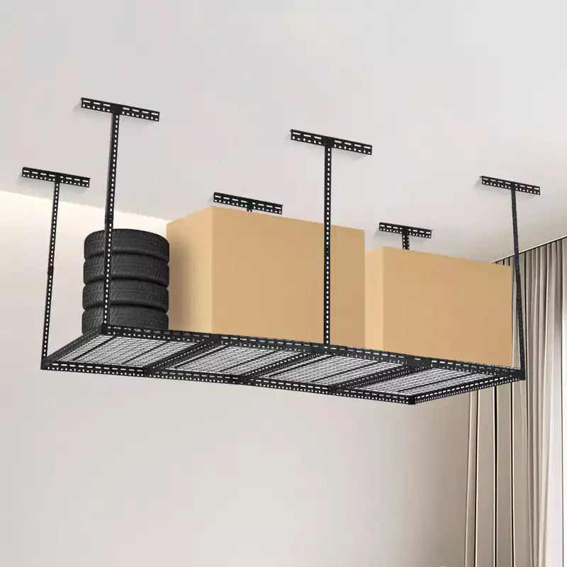 4x6 Overhead Garage Storage Rack  Heavy Duty Metal Ceiling Shelving, Adjustable Organization System for Garage  330lb Capacity, Easy Install