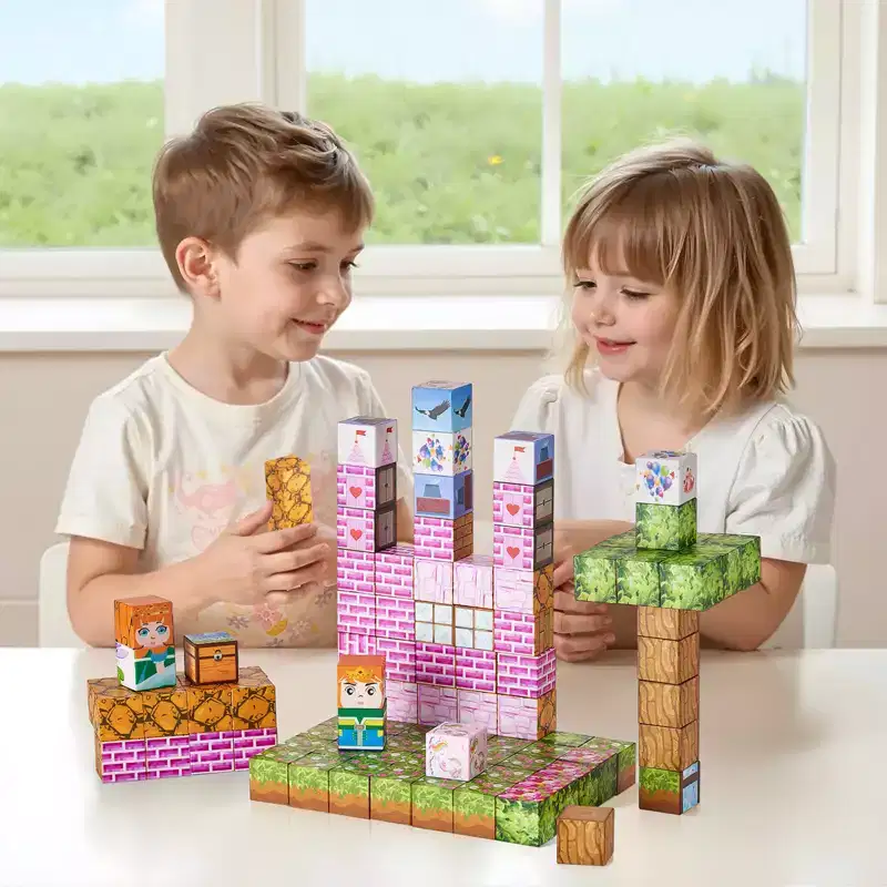 VEVOR Magnetic Blocks, 100 PCS Princess Castle Set, Magnetic Building Cubes for Kids, STEM Montessori Sensory Toys for Christmas Birthday Gift, Pink