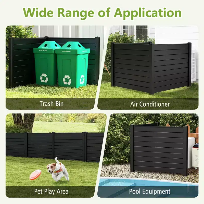 Costway 48L x 37.5H Air Conditioner Fence with 3 Ground Stakes Black/White
