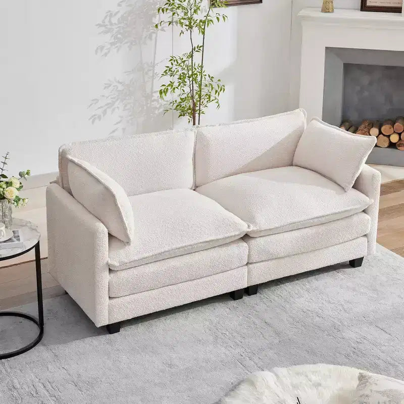 76.8 Loveseat Sofa for Living Room, Modern 2 Seater Circle Velvet Sofa Couch for Bedroom Office