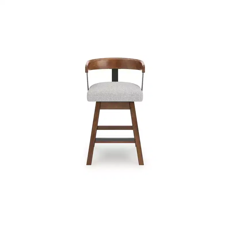 Signature Design by Ashley Ralene Counter Height Upholstered Swivel Barstools, Set of 2, Medium Brown