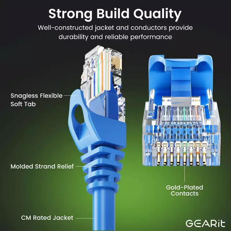 GEARit Flexible Soft Boot Cat6 Ethernet Patch Cable, Blue
