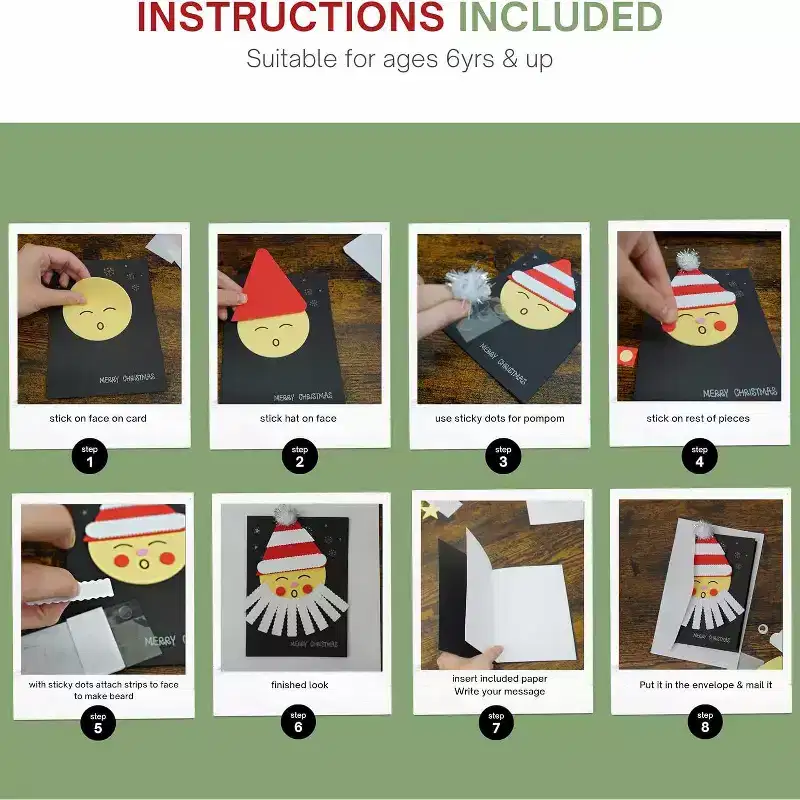 4Es DIY Christmas Card Making Kit for Kids 3+  12 Fun Holiday Cards with Envelopes