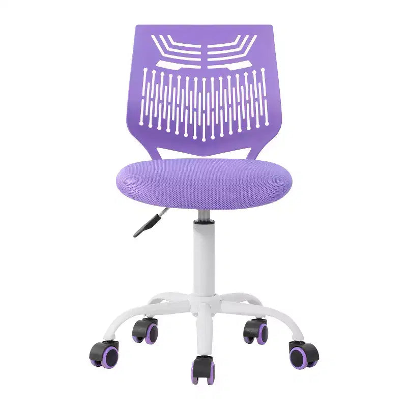 Purple & White Adjustable Height Swivel Rolling Office Chair