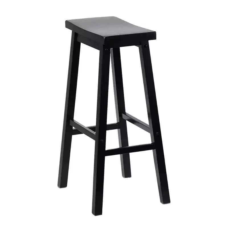 PJ Wood Classic Saddle Seat 29 Inch Tall Kitchen Counter Stools, Black (8 Pack)