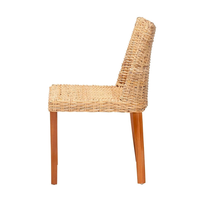 Bohemian Light Honey Kubu Rattan & Mahogany Wood Dining Chair