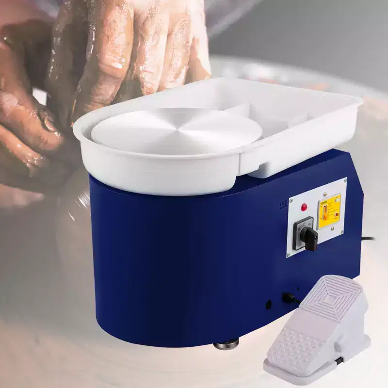 VEVOR Pottery Wheel 28cm Pottery Forming Machine with Detachable Basin Foot Pedal Control 350W Art Craft DIY Clay Tool for Home DIY, 18 Piece,Blue