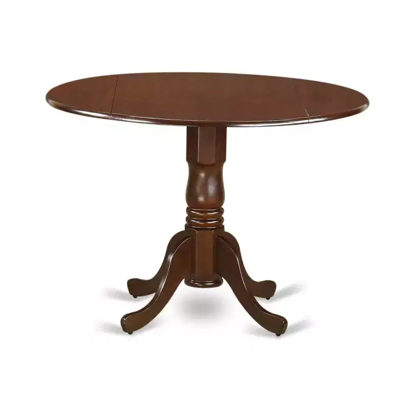Round Kitchen Table Set 5pc 42 Table w/ Drop Leaves & 4 Parsons Chairs - Rustic Dining Set