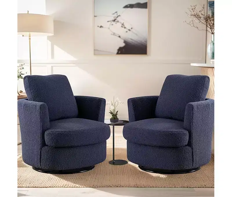 GDFStudio Bertha Swivel Boucle Upholstered 32 Wood and Steel Chair