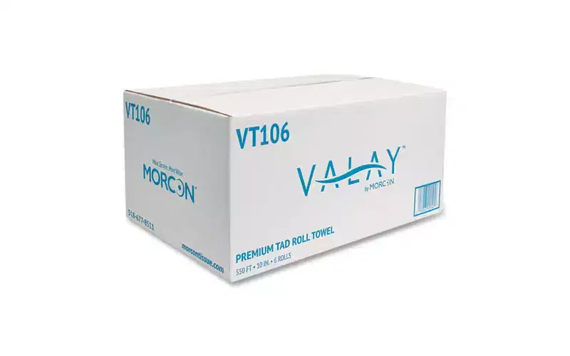Morcon Tissue 10 Inch TAD Roll Towels, 1-Ply, 10 x 550 ft, White, 6 Rolls/Carton
