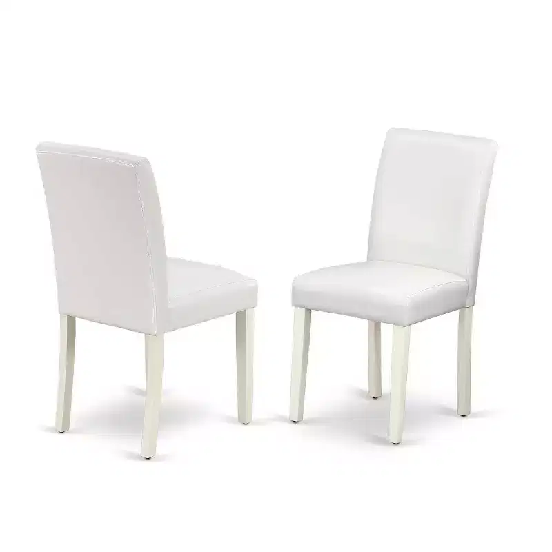 Kitchen Table Set 5pc Rectangle 42x60 Inch Dining Table w/ Chairs Linen White Legs