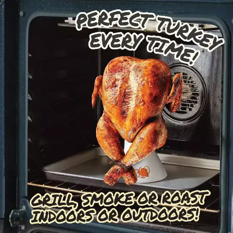 COOK'S CHOICE Sittin' Turkey Ceramic Beer Can Roaster & Steamer - Easily Infuse Marinades & Sauces - XL Base, for Parties or Everyday Meals