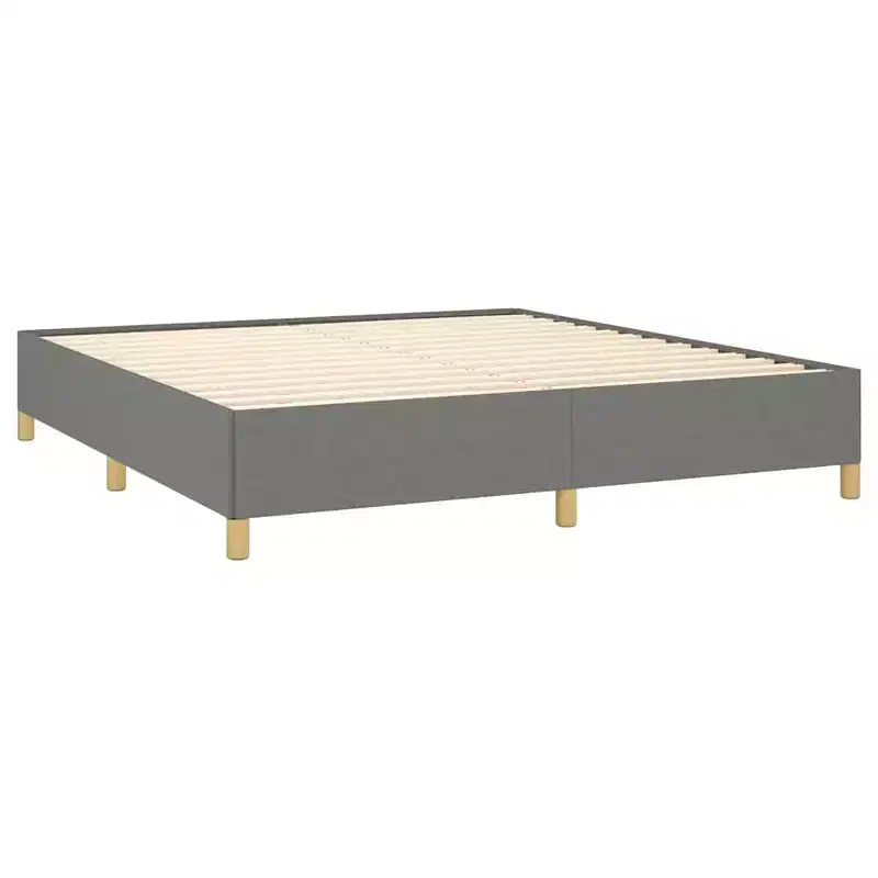 Bed Frame Dark gray Polyester fabric, plywood, engineered wood King