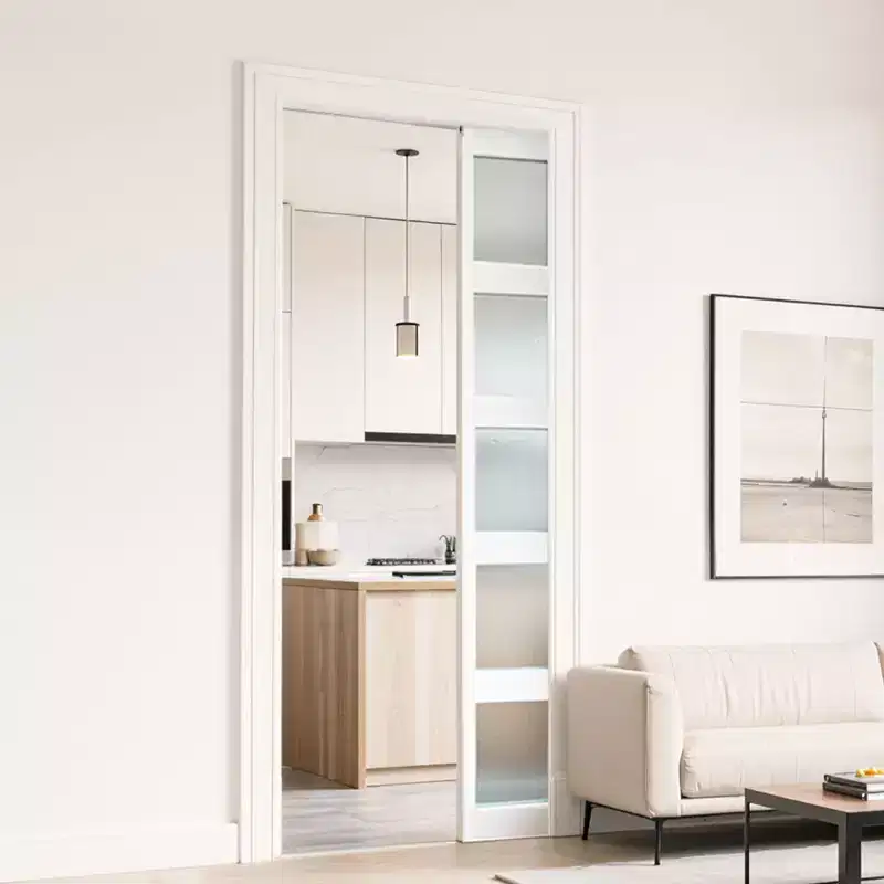 VEVOR Sliding Pocket Door Hardware Track Kit, 68.74 Pocket Door Track Kit with Soft Close Mechanism for Smooth and Quiet Sliding, Silver