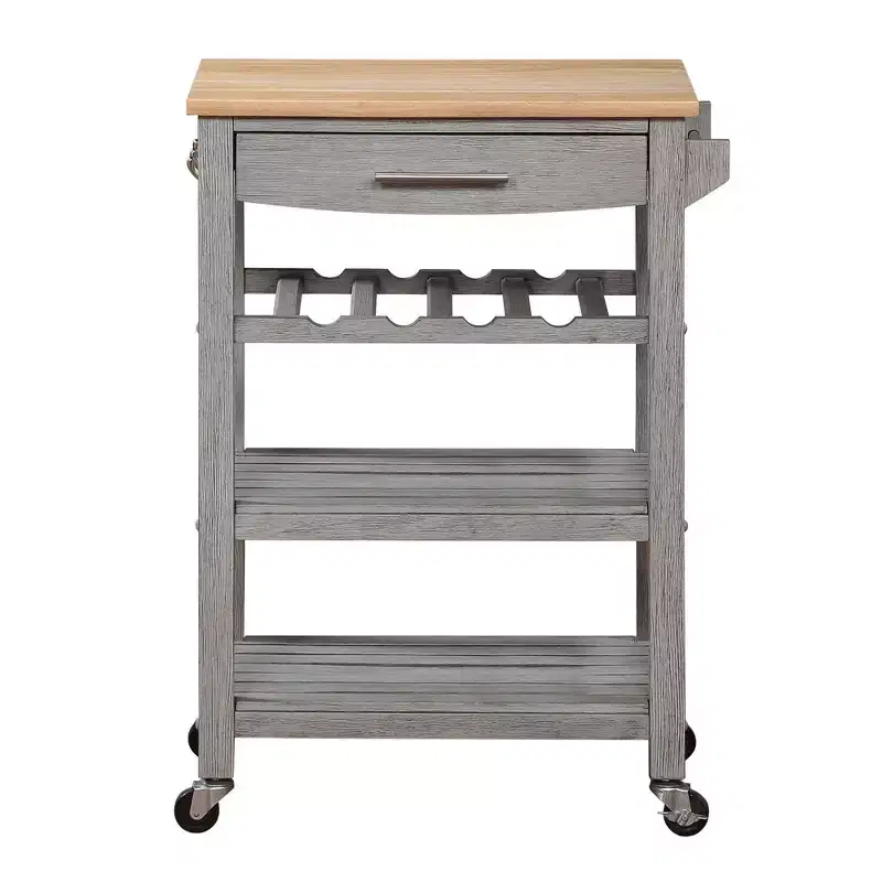 Ellaine 4 Tier Butcher Block Kitchen Cart with Drawer and Wine Rack - Breighton Home