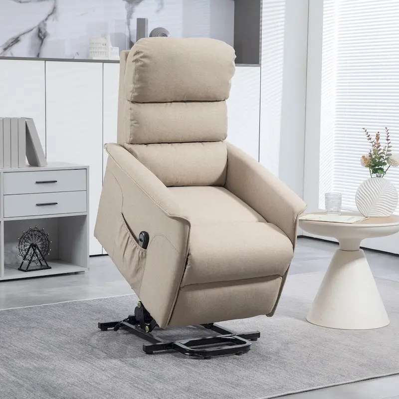 HOMCOM Power Lift Recliner Chair for Elderly, Easy Assembly, Fabric Lift Chair with Remote Control