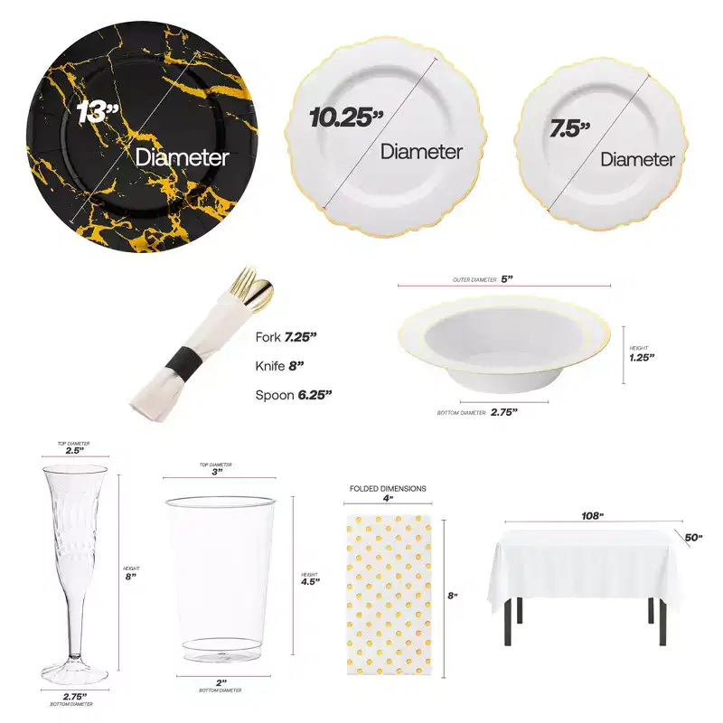 Smarty Had A Party The Golden Hour Package Dinnerware Set - 100 Sets