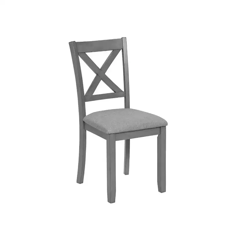 Homy Casa 6-Piece Wooden Dining Table Set with 4 Upholstered Chairs and Bench, Kitchen & Dining Room Furniture, Grey