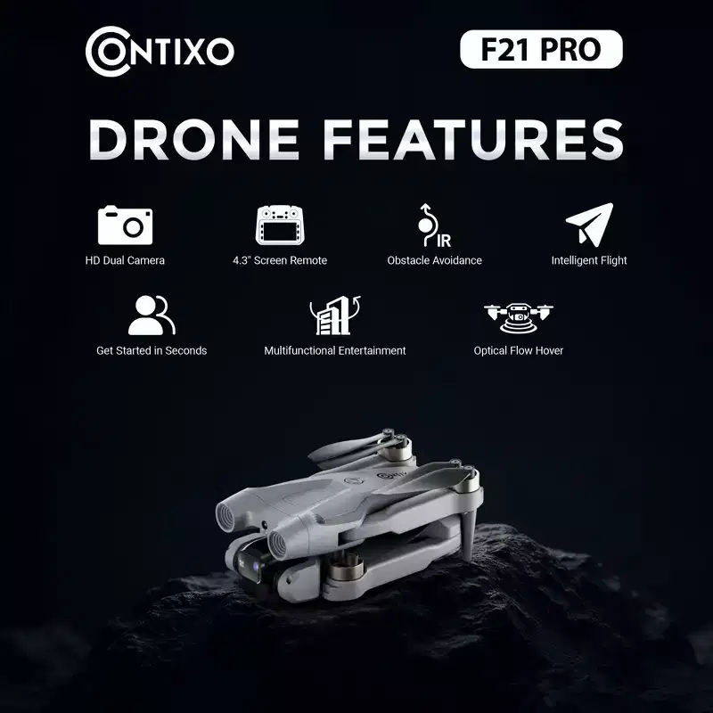 Contixo F21 Pro Drone with 1080P Camera, Brushless Motor, RC Foldable Quadcopter Obstacle Avoidance, Follow Me, Altitude Hold, Headless Mode