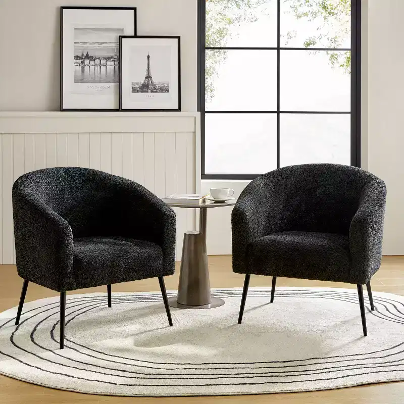 Guy Modern Boucle Armchair Set of 2 with metal leg ART OF LIVING DESIGNS