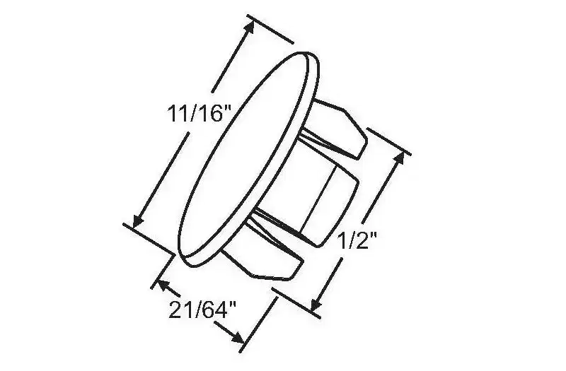 Brixwell Large Jamb Plug Plastic Construction 1/2 Insert Depth 11/16 Face Diameter 21/64 Height Sliding Glass Door Hardware Component White Finish