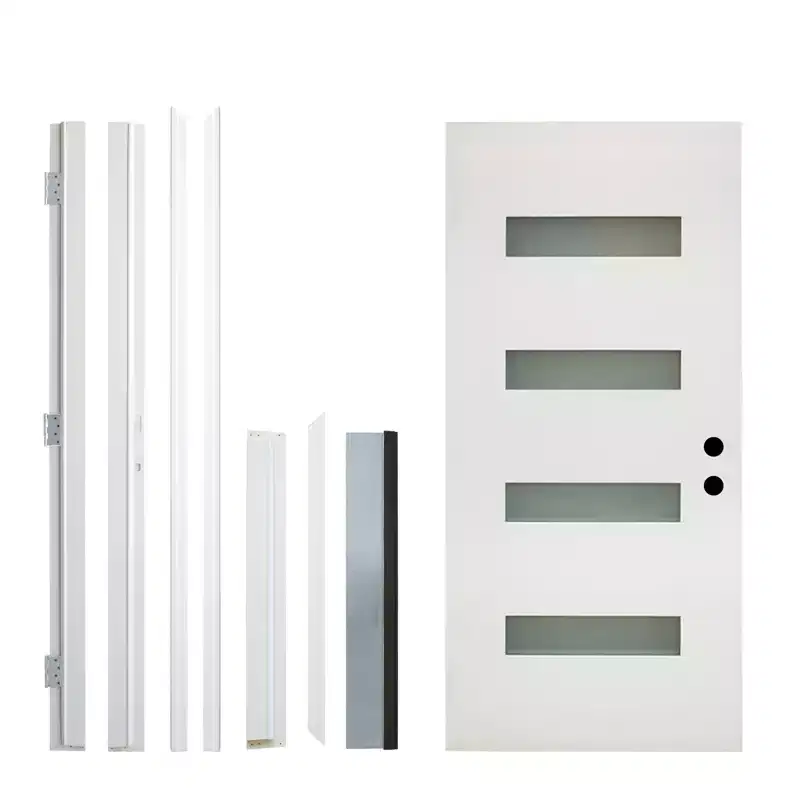 MAHEERTY New Design Fiberglass Composite Door Left Hand Inswing Entrance Door White Exterior Front Entry Doors with 4-9/16 Frame
