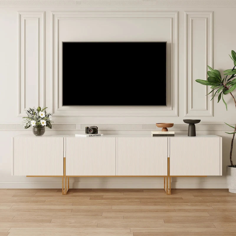 78.7 TV Stand, Entertainment Center with Faux Marble Top