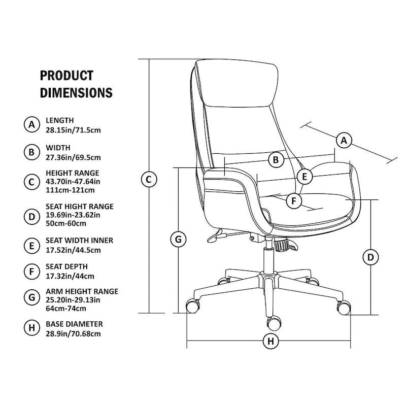 Modern High Back Adjustable Swivel Office Chair with Wheels