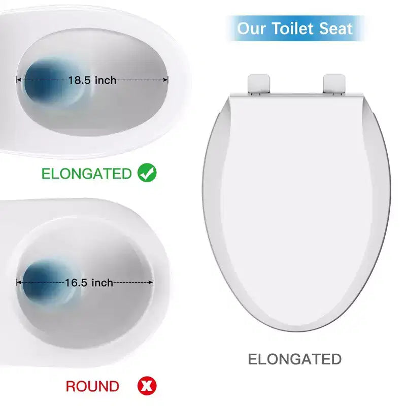 Acekool 19 in Biscuit Color Elongated Toilet Seat Made from Durable Polypropylene with Smooth Easy Clean Surface