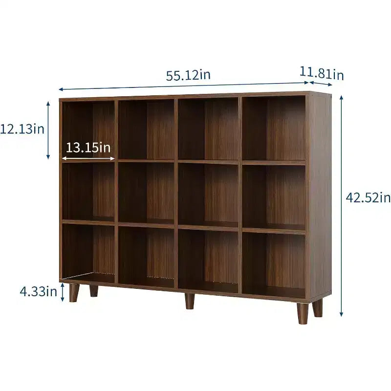 6-Cube Dark Tone Display Shelf, Freestanding Open Bookcase for Living Room and Home Office, Easy Assembly