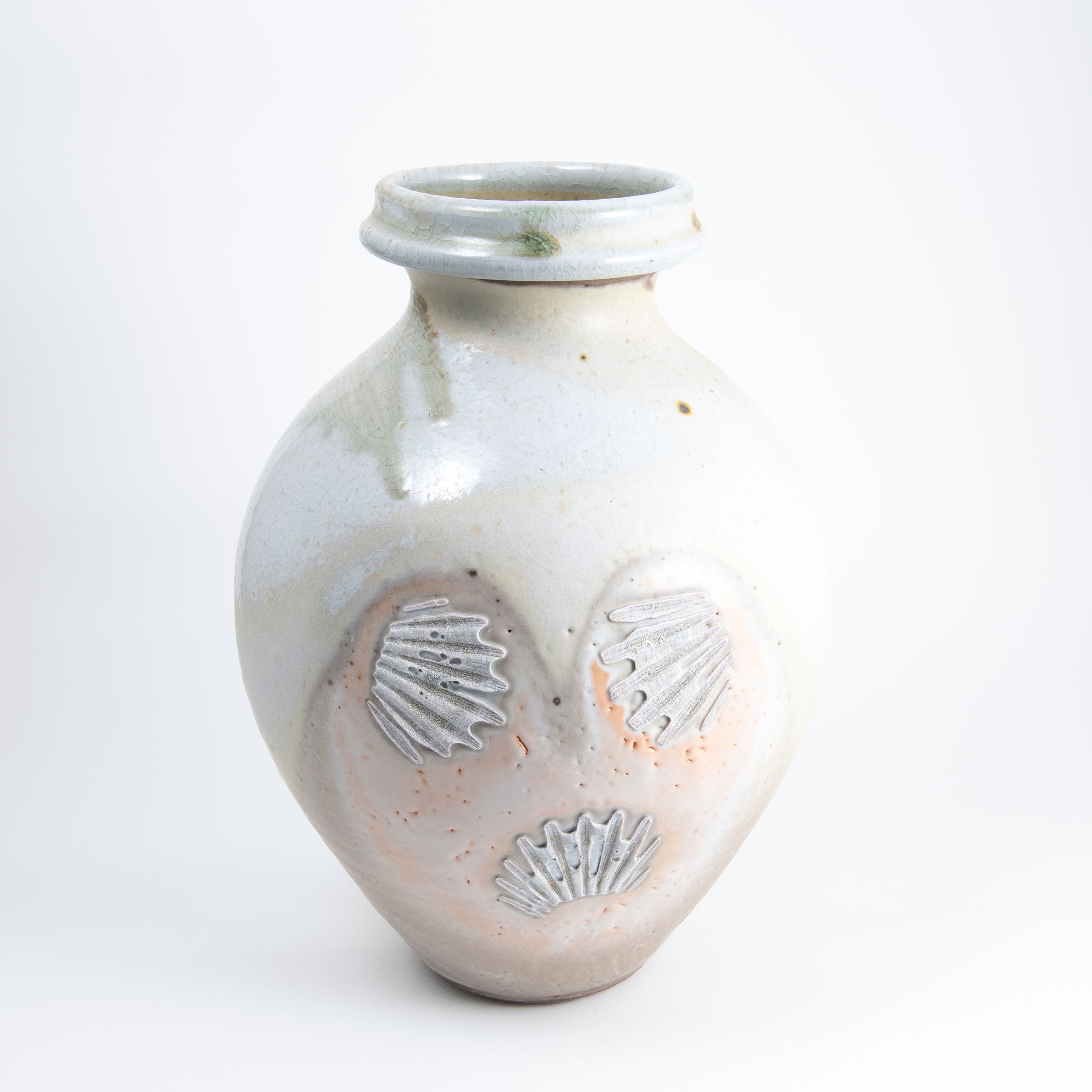 White Shino Round Vase