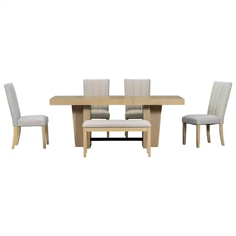 Whisen Extendable Dining Set with Bench & 4 Chairs