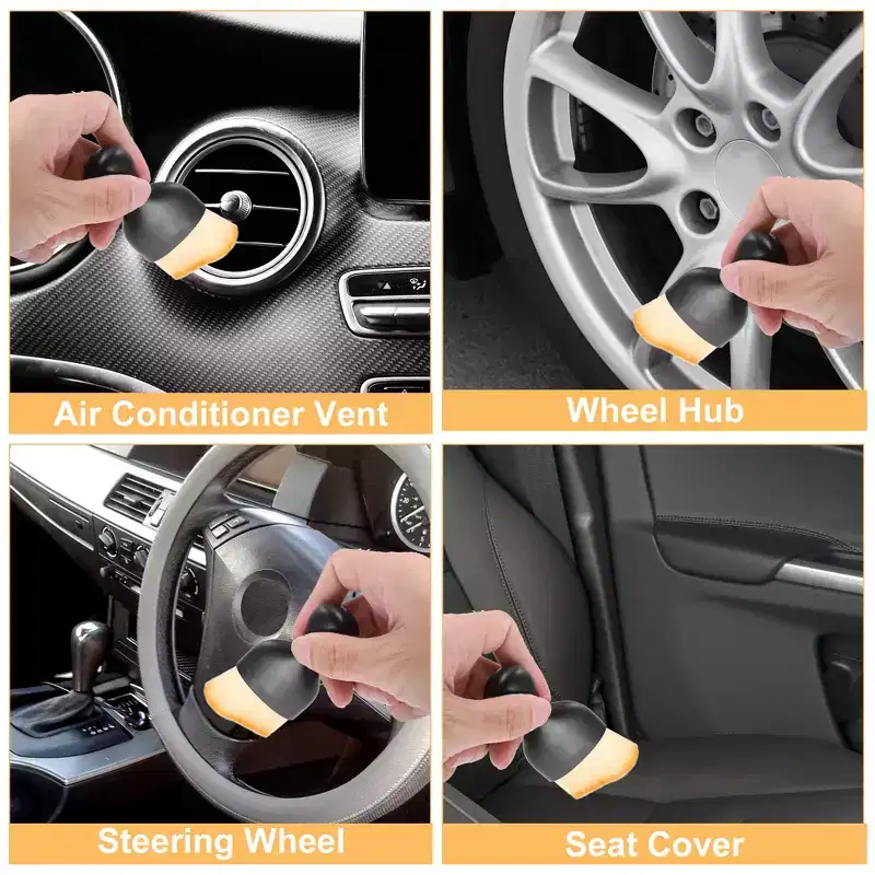 Unique Bargains Car Interior Dust Brush Soft Bristles Detailing Brush for Dashboard Air Conditioner Black Yellow