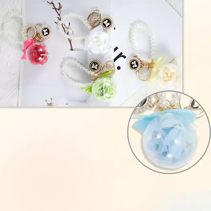 Unique Bargains Faux Flower Design Keychains for Women 6.69x1.97 1 Pc