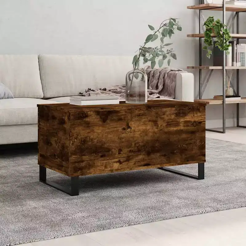 vidaXL Coffee Table White Engineered Wood, Metal Medium Coffee Table