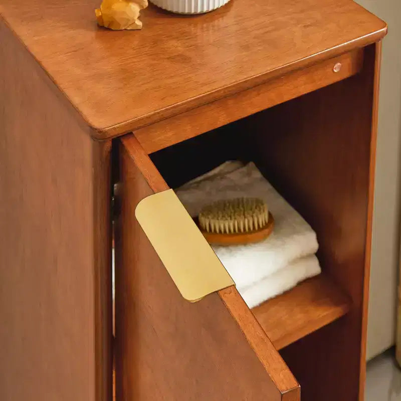 sumyeg Modern Bathroom Floor & Linen Cabinet with Adjustable Shelves and Antique Brass Hardware