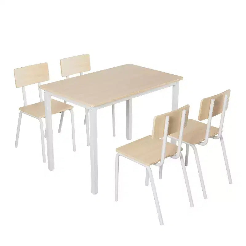 Homy Casa 5-Piece Dining Table and Chairs Set, Natural Wood and White  Modern Scandinavian Kitchen Furniture