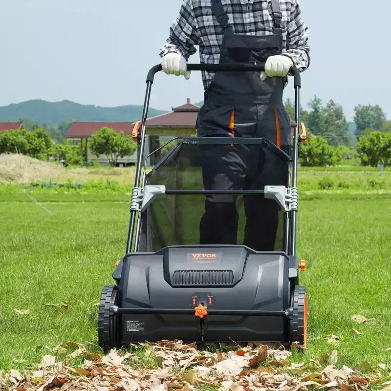 VEVOR Push Lawn Sweeper, 21inch Leaf & Grass Collector