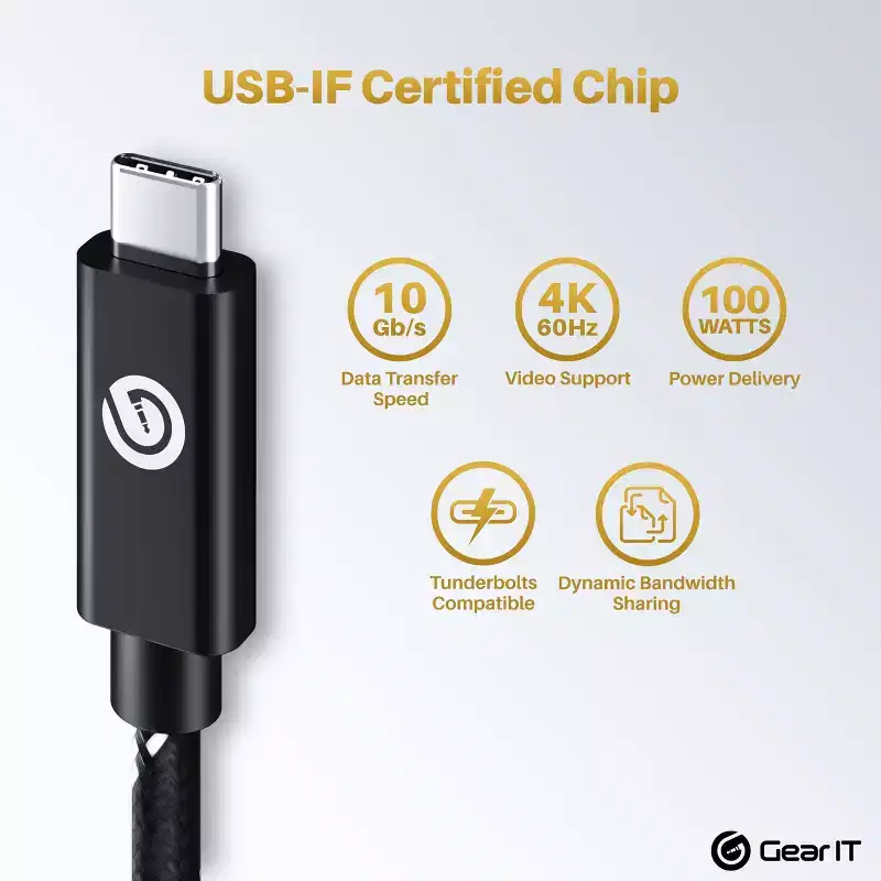 GEARit Braided USB C to USB C Cable 100W, 3.3 Feet