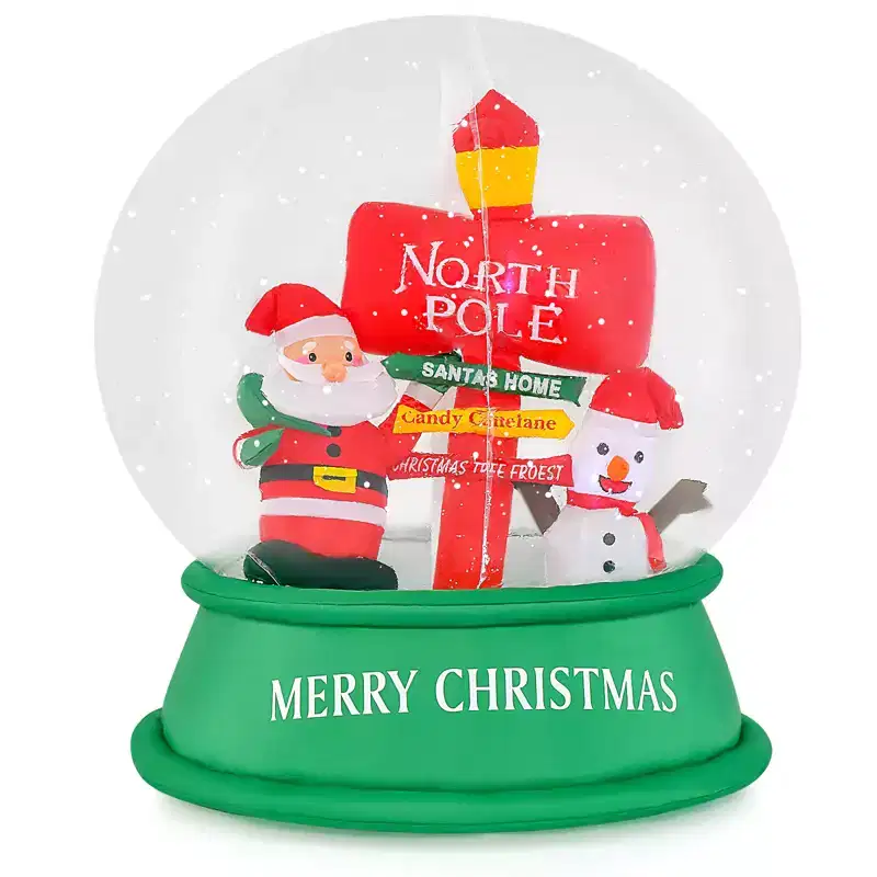 Gymax 4FT Christmas Inflatable Snow Globe Blow Up Yard Decoration w/ LEDs & Air Blower Air-blown Snow Flurry Crystal Ball for Yard Lawn Home