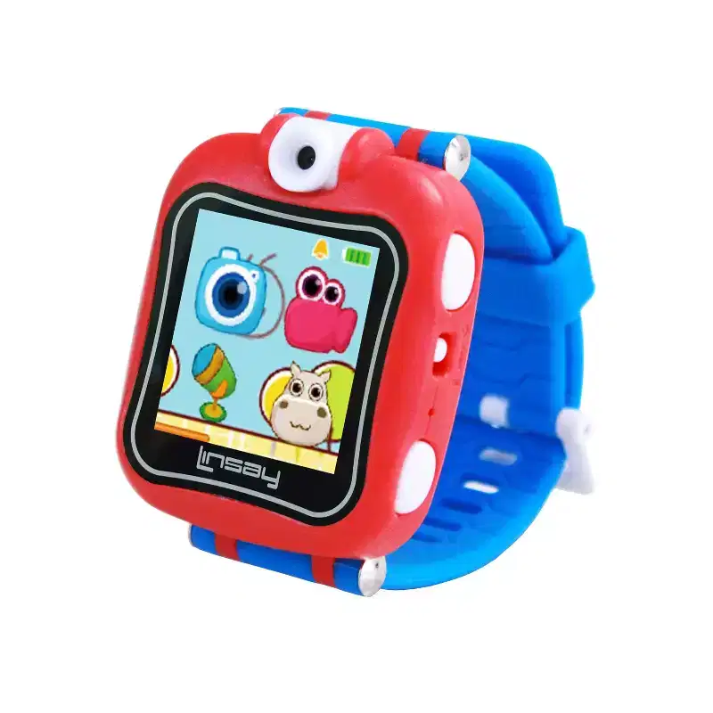 LINSAY Kids Smart Watch Selfie Camera with HD 90 Degrees Blue with Learning applications games for educational purposes and memory enhancement