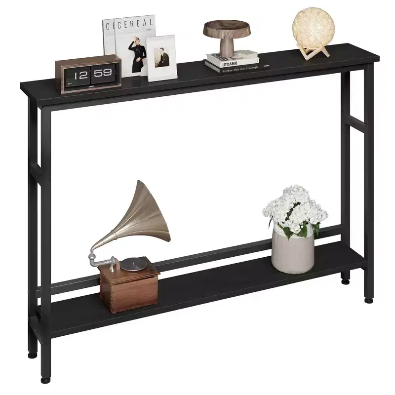 5.9 Narrow Console Table with Adjustable Shelf - 2-Tier Industrial Slim Sofa Table for Hallway, Entryway & Living Room