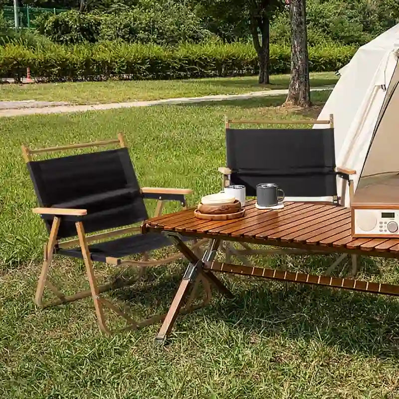 Single Aluminum Frame Wood Grain Spray Paint Camping Chair