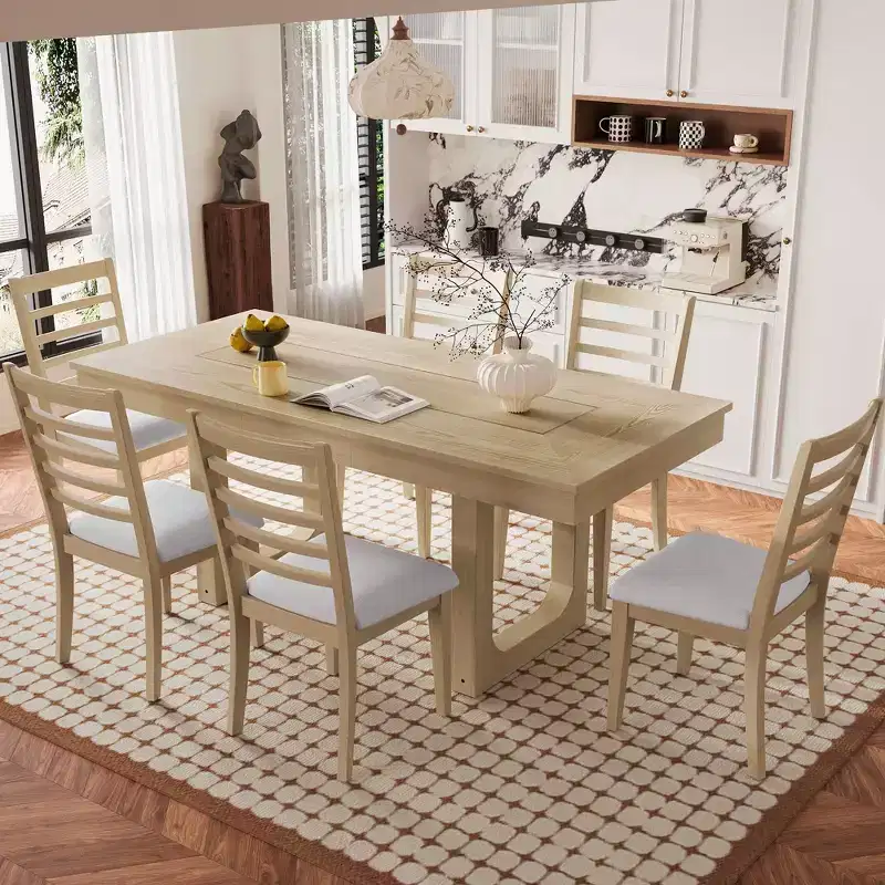 MAYEERTY 7-Piece Extendable Dining Set, 78 Rustic Table & 6 Chairs
