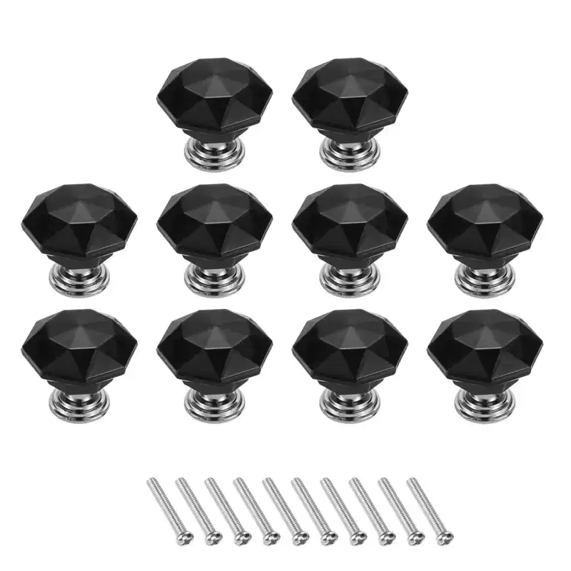 Unique Bargains Crystal Cabinet Knobs with Screw for Cupboard Wardrobe 10 Pcs