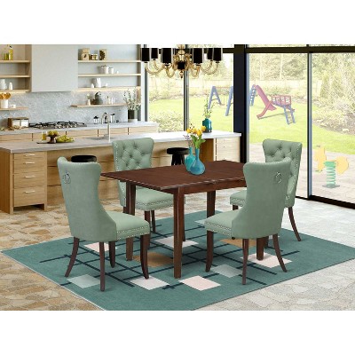 5-Piece Mahogany Finish Solid Wood Top - Rectangular Dining Room Set - Seats 4