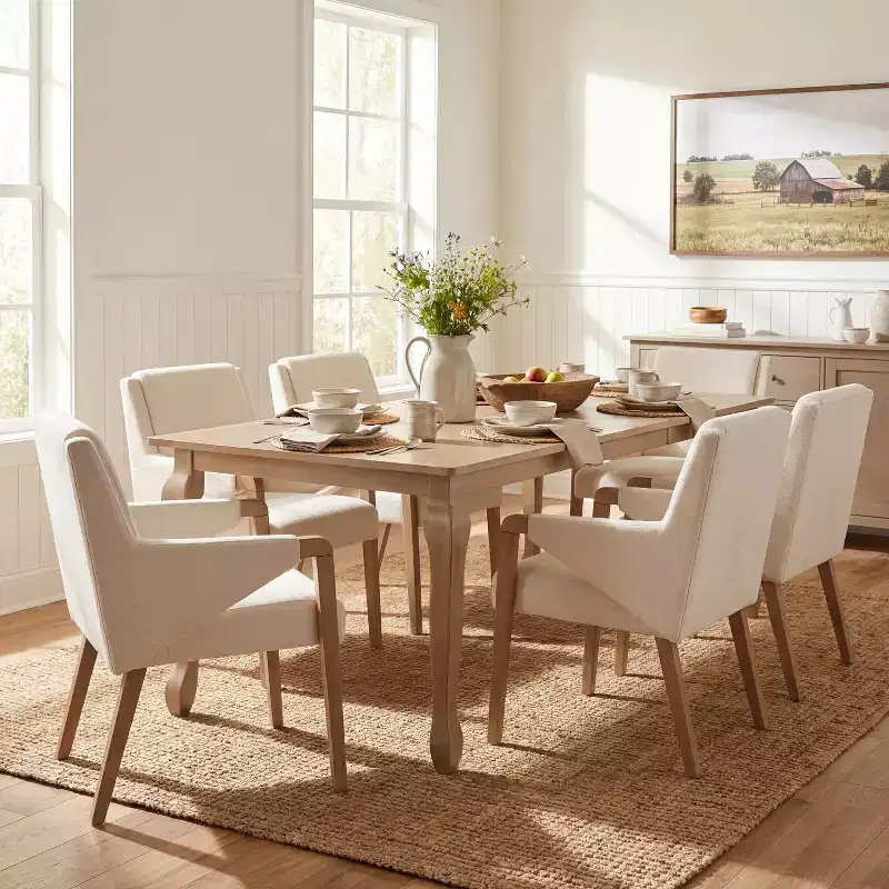 Christopher Knight Home Misaw 7 Piece Mid-Century Modern Upholstered Dining Chairs with Expandable Table