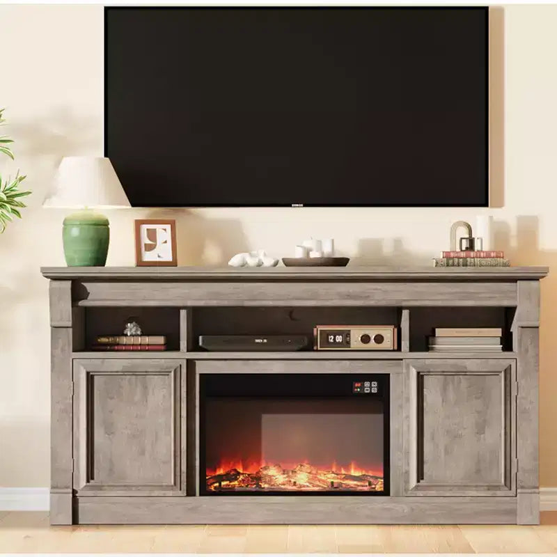 Farmhouse TV Stand, 58 Entertainment Center for TVs up to 65 Inches, Media Console with Open Storage Cabinets for Living Room